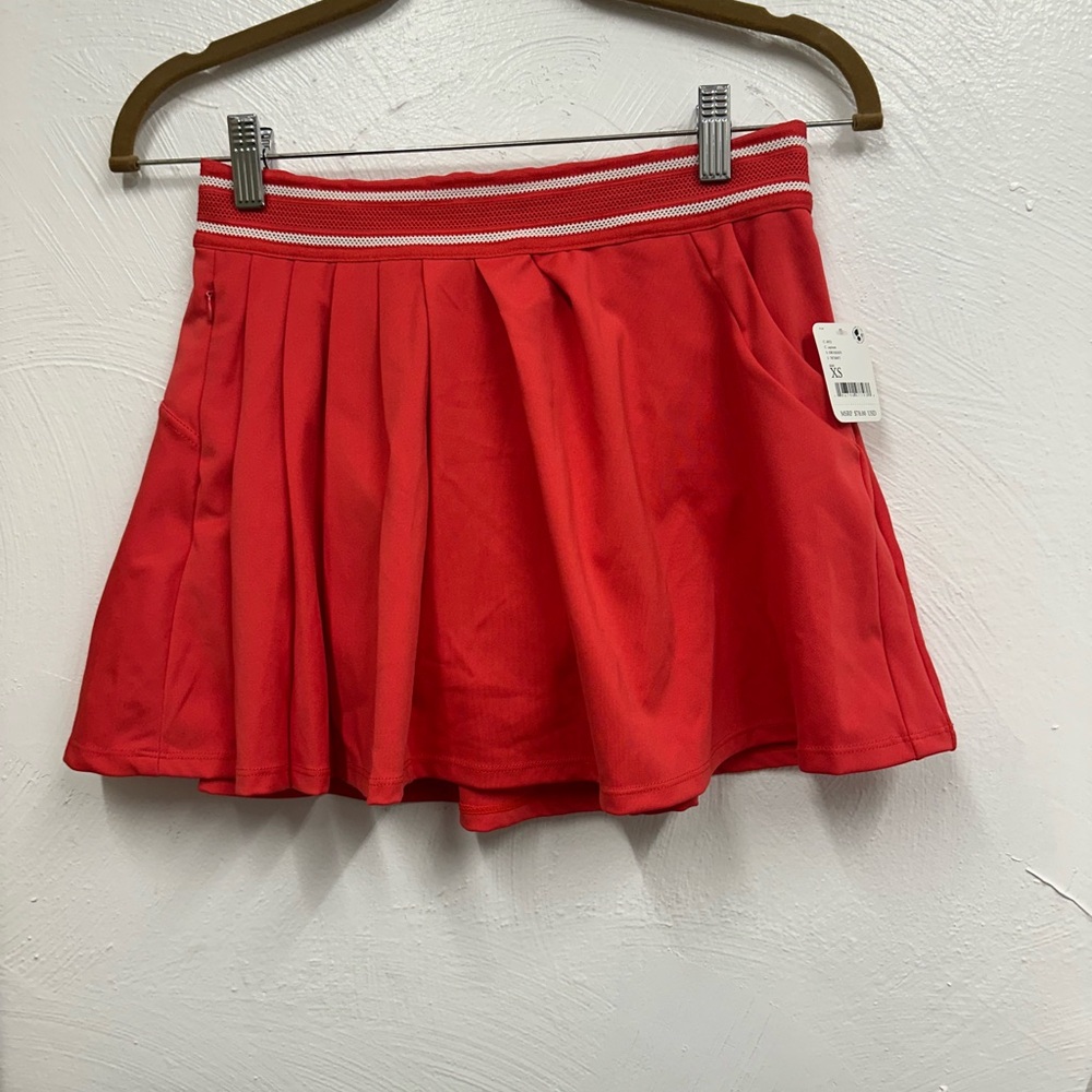 Vibrant Red Mini Skater Skirt with Pleats
